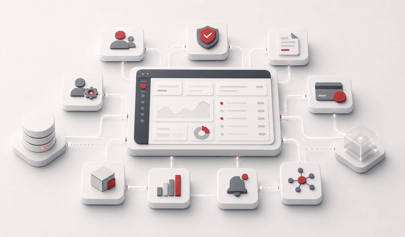 Plataforma empresarial modular con módulos conectados